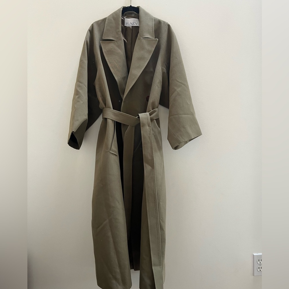 Raey Olive Green Wool Trench Coat